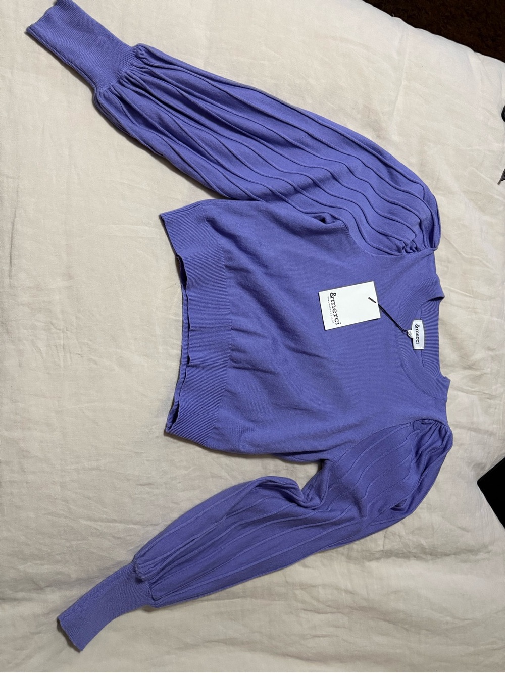 NWT _- &MERCI Lavender Purple Puff-Sleeve Sweater - M